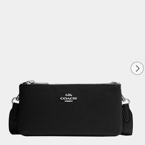 Coach double zip crossbody in black leather